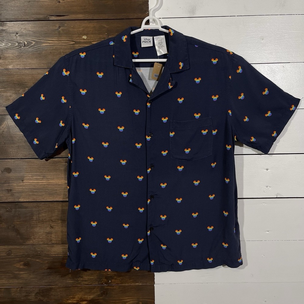 Disney Mickey Pride‎ Button Up Shirt Men's Size Large